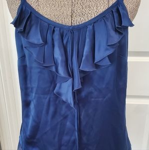 Ann Taylor size 4 light weight ruffle tank navy blue